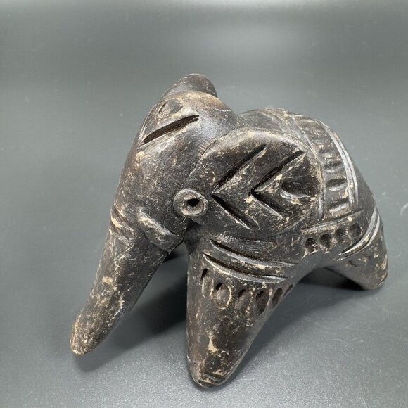 Vintage Hand Made Pottery Elephant Figurine Primitive Style Textured Figure VTG - Picture 2 of 11